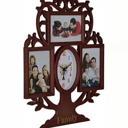Attractionz Brown & White Textured Oval Shaped Contemporary Wall Clock image 3