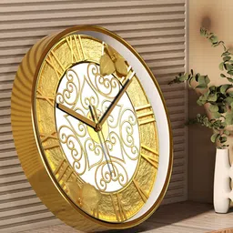 RANDOM White & Gold-Toned Textured Analogue Wall Clock image 4