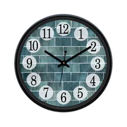 Aura Green & White Textured Round Analogue Wall Clock image 1