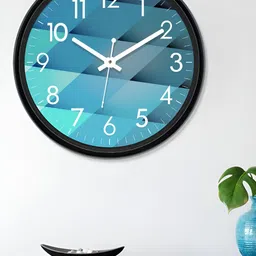 Aura Blue & White Textured Analogue Wall Clock image 2