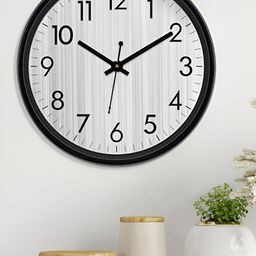 Aura Grey & Black Textured Analogue Wall Clock image 2