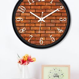 Aura White & Rust Textured Round Analogue Wall Clock image 2