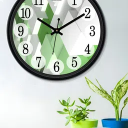 Aura White & Green Textured Analogue Wall Clock image 2