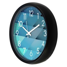 Aura Blue & White Textured Analogue Wall Clock image 3