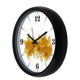 Aura White & Yellow Textured Round Analogue Wall Clock image 3