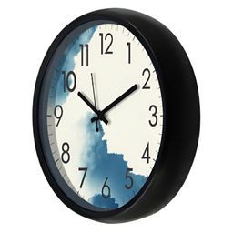 Aura White & Blue Textured Analogue Wall Clock image 3