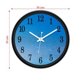 Aura Blue & Black Textured Round Analogue Wall Clock image 5