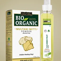 Indus Valley Bio Organic Multani Mitti Powder & Ayurveda Fresh Aloe Vera & Cucumber Toner-44
