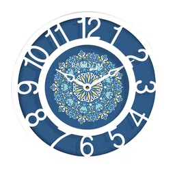 RANDOM Blue & White Printed Contemporary 20 cm Table Cum Wall Analogue Clock-image-11