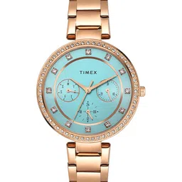 Timex Women Brass Embellished Dial & Stainless Steel Straps Analogue Multi Function Watch TWEL18705-image-4