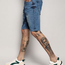 Campus Sutra Men Blue Washed Outdoor Denim Shorts with Technology-image-92