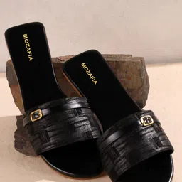 MOZAFIA Open Toe Flats with Buckles-13