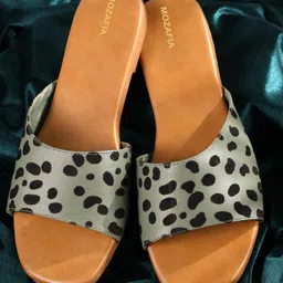 MOZAFIA Printed Open Toe Flats-44