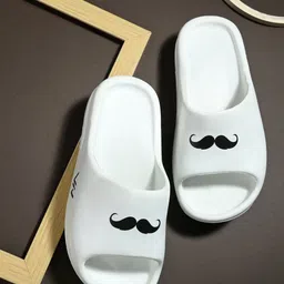 VIV Men White & Black Printed Rubber Sliders-picture-26