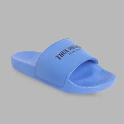 True Religion Men Blue Rubber Slider Flip Flops-54