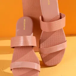 MOZAFIA Textured Open Toe Flats-16