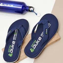 Duke Men Navy Blue & White Printed Thong Flip-Flops-image-46