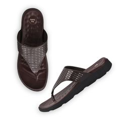 UNISTAR Textured Open Toe Flats With Laser Cuts-7