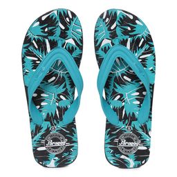 Paragon Men Turquoise Blue & Black Printed Rubber Thong Flip-Flops-picture-11