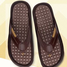 FAUSTO Men Brown & Beige Textured Thong Flip Flops-image-26