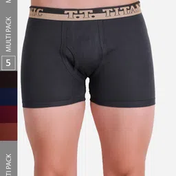 T.T. Men Titanic ICD Assorted Long Pack Of 5 Pure Cotton Trunks-image-77