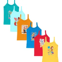 CAREPLUS Girls Pack Of 6 Assorted Pure Cotton Camisoles-image-77