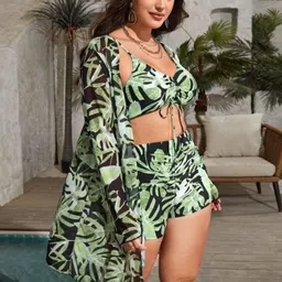 Plus Curvves Women Printed Swim Set-image-34