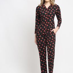Boston Club Women Black & Red Printed Night Suit-image-82