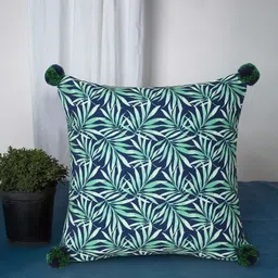 Mezposh Green & Blue Floral Digital Printed Square Cushion Cover-18