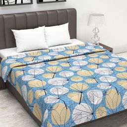 Divine Casa Blue & White Floral AC Room 110 GSM Double Bed Dohar-image-48