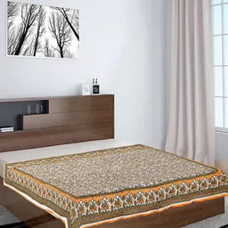 Kuber Industries Orange & White 300 GSM Double Bed Floral Mild Winter Blanket-image-41