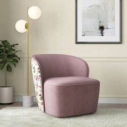 urban ladder Portia Accent Chair in Peach Floral Velvet Colour-picture-36