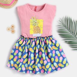 Here&Now X Game Begins Girls Tropical Print Cotton Fit & Flare Dress-picture-41