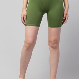 Apraa & Parma Women Green Slim Fit Cotton Cycling Sports Shorts-image-11