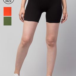 Apraa & Parma Pack of 3 Slim Fit Cotton Cycling Sports Shorts-image-108
