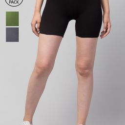 Apraa & Parma Pack of 3 Slim Fit Cotton Cycling Sports Shorts-image-117