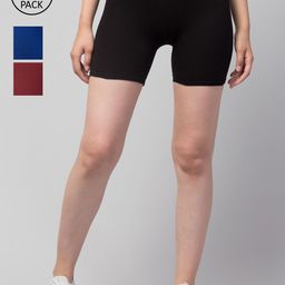 Apraa & Parma Pack of 3 Slim Fit Cotton Cycling Sports Shorts-image-73