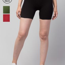 Apraa & Parma Pack of 3 Slim Fit Cotton Cycling Sports Shorts-image-116
