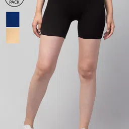 Apraa & Parma Pack of 3 Slim Fit Cotton Cycling Sports Shorts-picture-48