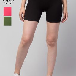 Apraa & Parma Pack of 3 Slim Fit Cotton Cycling Sports Shorts-picture-50