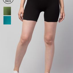 Apraa & Parma Pack of 3 Slim Fit Cotton Cycling Sports Shorts-image-105