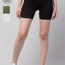 Apraa & Parma Women Pack of 3 Slim Fit Cotton Cycling Shorts-image-112