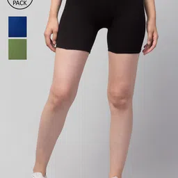 Apraa & Parma Pack of 3 Slim Fit Cotton Cycling Sports Shorts-picture-13