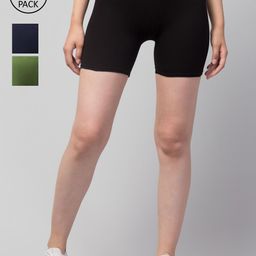 Apraa & Parma Pack of 3 Slim Fit Cotton Cycling Sports Shorts-image-115