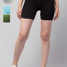Apraa & Parma Pack of 3 Slim Fit Cotton Cycling Sports Shorts-image-102