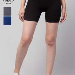 Apraa & Parma Pack of 3 Slim Fit Cycling Cotton Shorts-picture-28