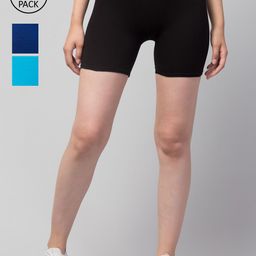 Apraa & Parma Pack of 3 Slim Fit Cotton Cycling Sports Shorts-image-118
