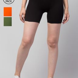 Apraa & Parma Pack of 3 Slim Fit Cotton Cycling Sports Shorts-image-110