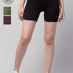 Apraa & Parma Pack of 3 Slim Fit Cotton Cycling Sports Shorts-image-104