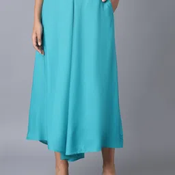 elleven Women Blue Solid Loose Fit Culottes-image-77
